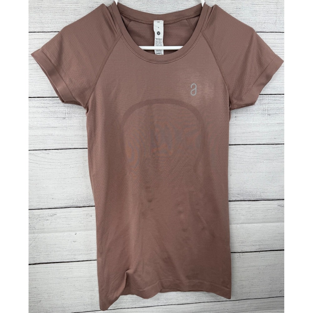 Lululemon Short Sleeve Mauve‎ Brown Running Shirt Size 4